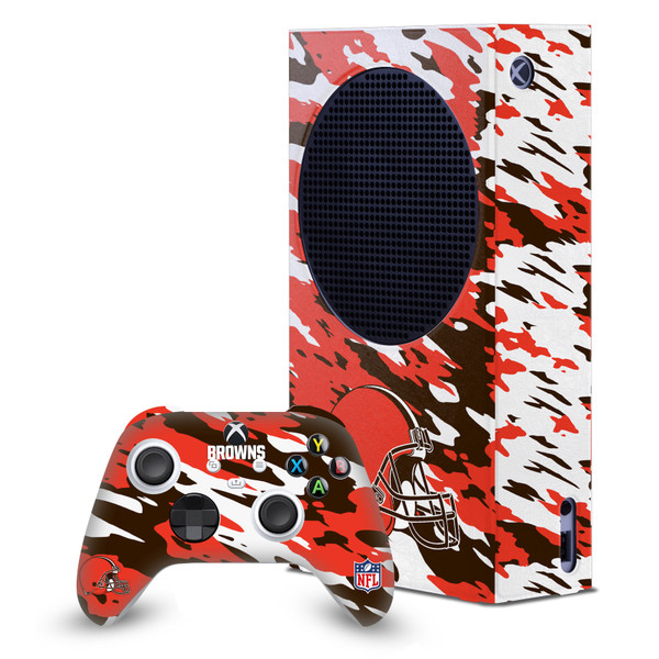 NFL Cleveland Browns Camou Game Console Wrap and Game Controller Skin Bundle for Microsoft Series S Console & Controller