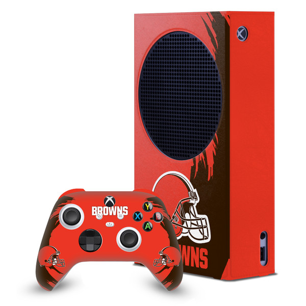 NFL Cleveland Browns Sweep Stroke Game Console Wrap and Game Controller Skin Bundle for Microsoft Series S Console & Controller