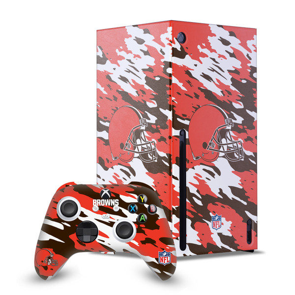 NFL Cleveland Browns Camou Game Console Wrap and Game Controller Skin Bundle for Microsoft Series X Console & Controller