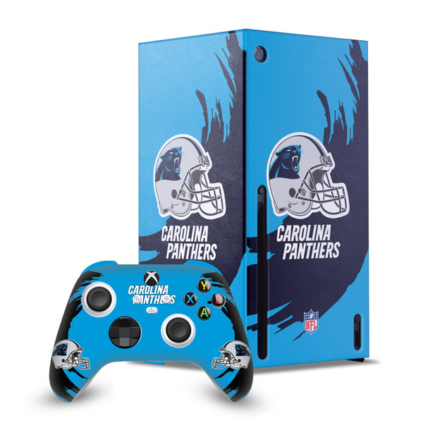 NFL Carolina Panthers Sweep Stroke Game Console Wrap and Game Controller Skin Bundle for Microsoft Series X Console & Controller