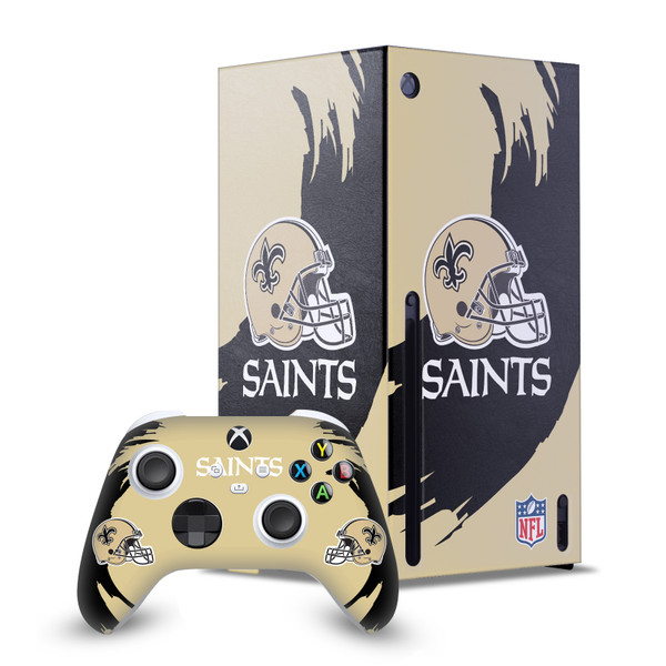 NFL New Orleans Saints Sweep Stroke Game Console Wrap and Game Controller Skin Bundle for Microsoft Series X Console & Controller
