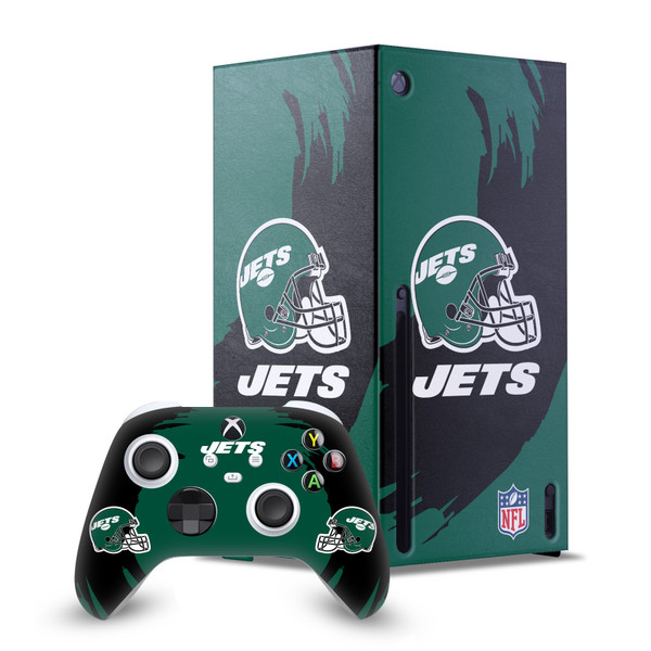 NFL New York Jets Sweep Stroke Game Console Wrap and Game Controller Skin Bundle for Microsoft Series X Console & Controller