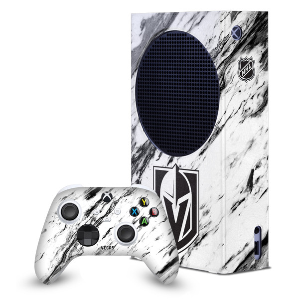 NHL Vegas Golden Knights Marble Game Console Wrap and Game Controller Skin Bundle for Microsoft Series S Console & Controller