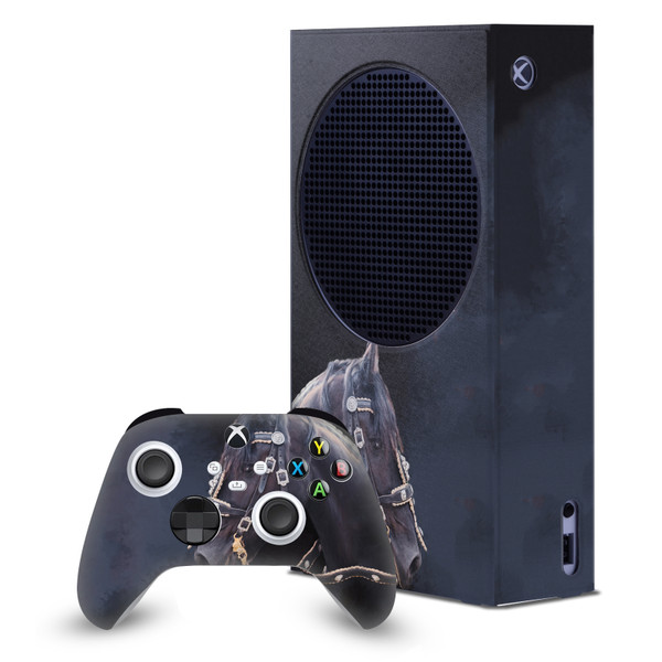 Simone Gatterwe Art Mix Friesian Horse Game Console Wrap and Game Controller Skin Bundle for Microsoft Series S Console & Controller