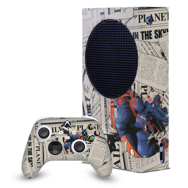 Superman DC Comics Logos And Comic Book Newspaper Game Console Wrap and Game Controller Skin Bundle for Microsoft Series S Console & Controller