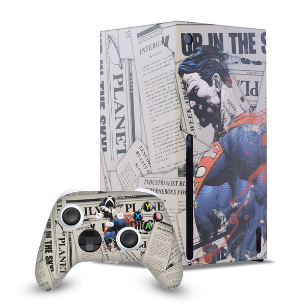 Superman DC Comics Logos And Comic Book Newspaper Game Console Wrap and Game Controller Skin Bundle for Microsoft Series X Console & Controller
