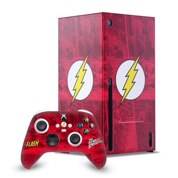 The Flash DC Comics Comic Book Art Logo Game Console Wrap and Game Controller Skin Bundle for Microsoft Series X Console & Controller