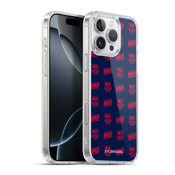 FC Barcelona Graphics Crest Pattern Soft Gel Case for Apple iPhone 16 Pro Max & MagSafe