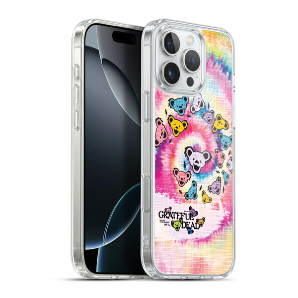 Grateful Dead Graphics Bear Tie Dye Soft Gel Case for Apple iPhone 16 Pro Max & MagSafe