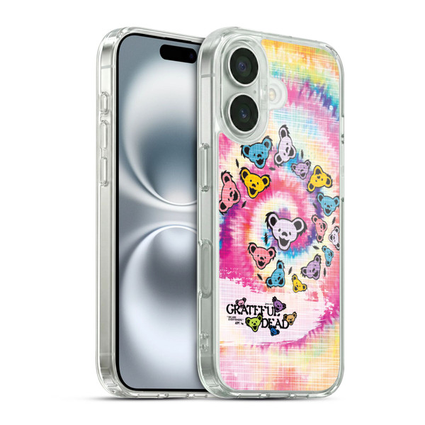 Grateful Dead Graphics Bear Tie Dye Soft Gel Case for Apple iPhone 16 & MagSafe