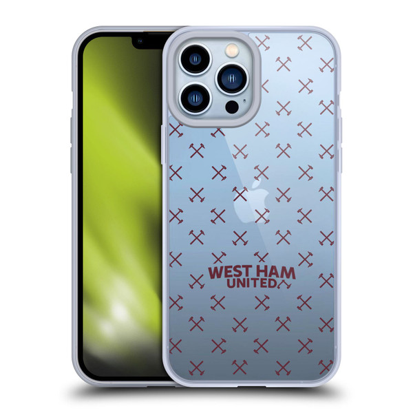 West Ham United FC Hammer Marque Kit Patterns 2 Soft Gel Case for Apple iPhone 13 Pro Max & MagSafe