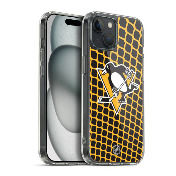 NHL Pittsburgh Penguins Net Pattern Soft Gel Case for Apple iPhone 15 Plus & MagSafe