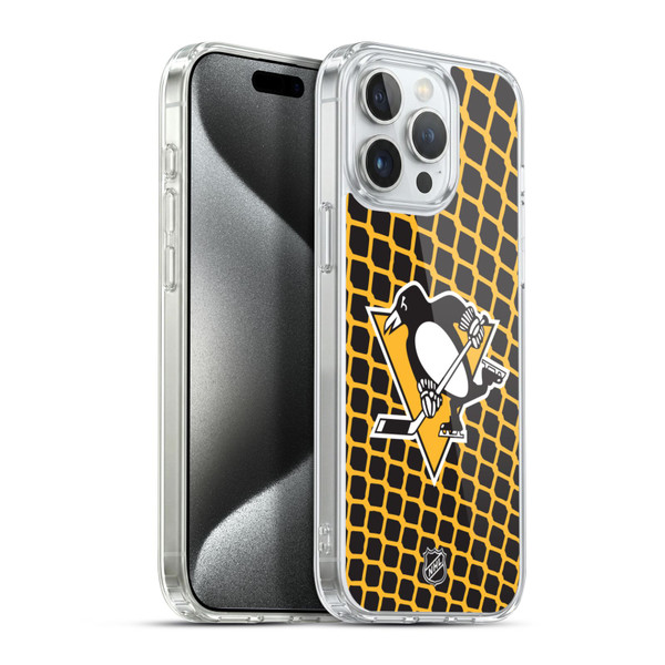 NHL Pittsburgh Penguins Net Pattern Soft Gel Case for Apple iPhone 15 Pro Max & MagSafe