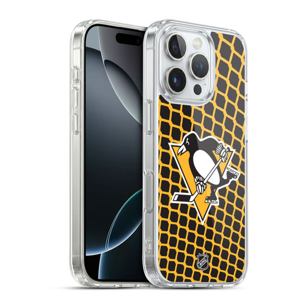 NHL Pittsburgh Penguins Net Pattern Soft Gel Case for Apple iPhone 16 Pro & MagSafe