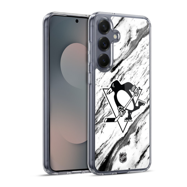NHL Pittsburgh Penguins Marble Soft Gel Case for Samsung Galaxy S25+ & MagSafe