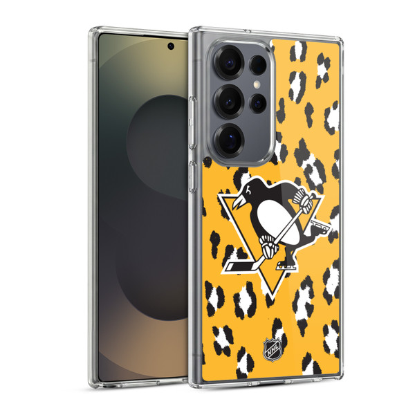 NHL Pittsburgh Penguins Leopard Pattern Soft Gel Case for Samsung Galaxy S25 Ultra & MagSafe