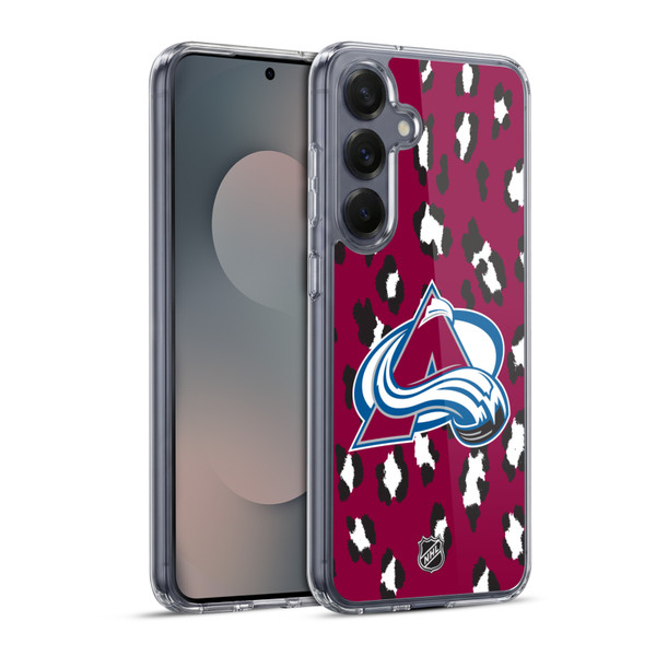 NHL Colorado Avalanche Leopard Pattern Soft Gel Case for Samsung Galaxy S25+ & MagSafe