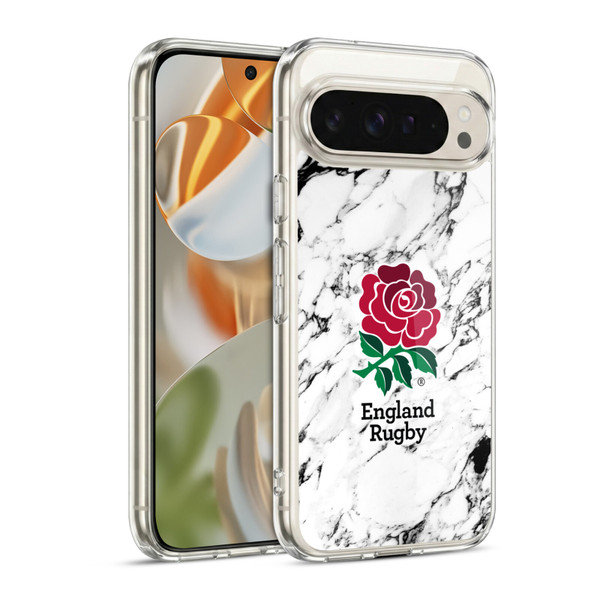 England Rugby Union Marble White Soft Gel Case for Google Pixel 9 / Pixel 9 Pro