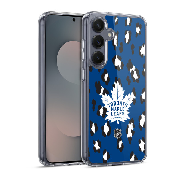 NHL Toronto Maple Leafs Leopard Pattern Soft Gel Case for Samsung Galaxy S25 & MagSafe