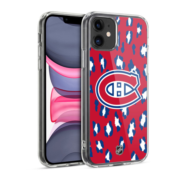 NHL Montreal Canadiens Leopard Pattern Soft Gel Case for Apple iPhone 11