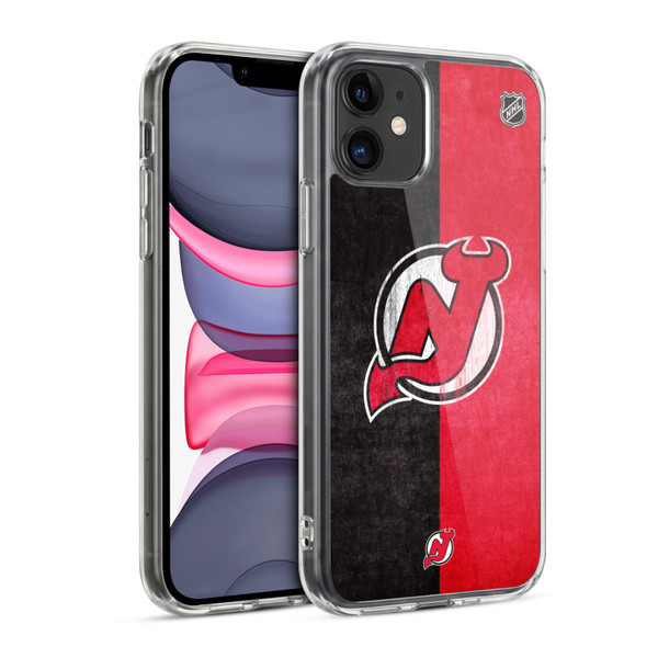 NHL New Jersey Devils Half Distressed Soft Gel Case for Apple iPhone 11