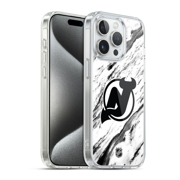 NHL New Jersey Devils Marble Soft Gel Case for Apple iPhone 15 Pro & MagSafe