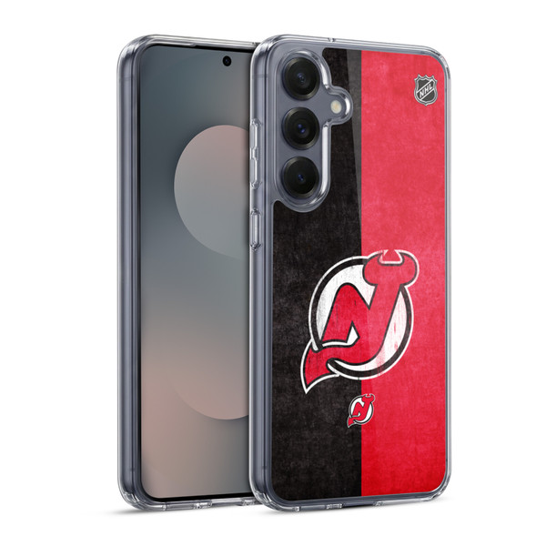 NHL New Jersey Devils Half Distressed Soft Gel Case for Samsung Galaxy S25 & MagSafe