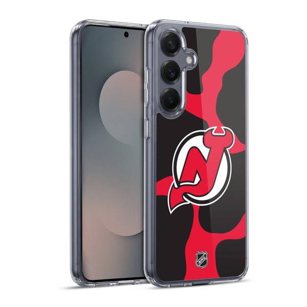 NHL New Jersey Devils Cow Pattern Soft Gel Case for Samsung Galaxy S25+ & MagSafe