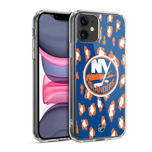 NHL New York Islanders Leopard Pattern Soft Gel Case for Apple iPhone 11