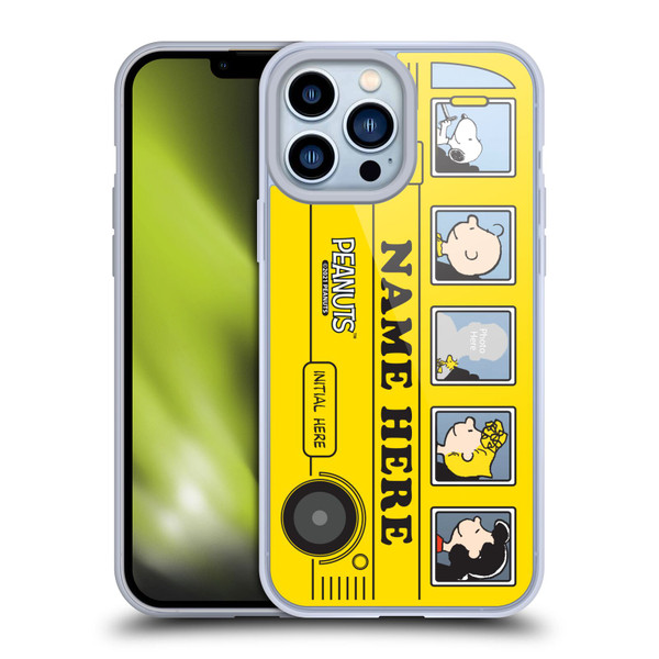 Custom Customised Personalised Peanuts Art Yellow Bus Soft Gel Case for Apple iPhone 13 Pro Max & MagSafe