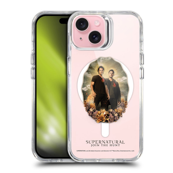 Supernatural Character Art Dean & Sam Halo SHOCKPROOF BUMPER CASE COMPATIBLE WITH Apple iPhone 15 & MAGSAFE