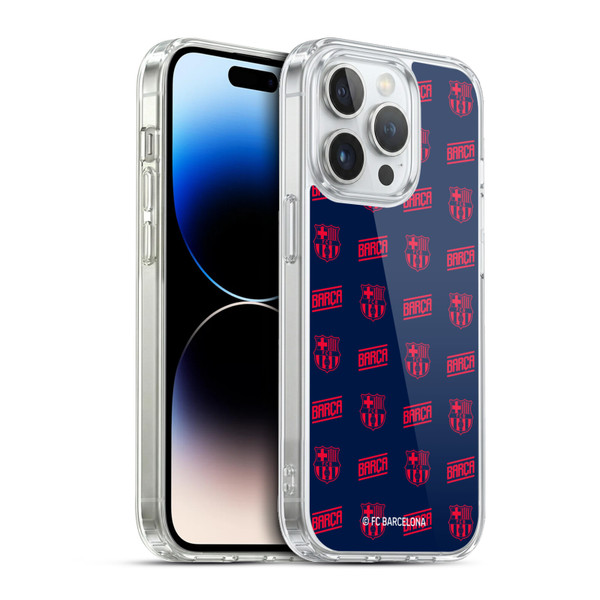 FC Barcelona Graphics Crest Pattern Soft Gel Case for Apple iPhone 13 Pro & MagSafe