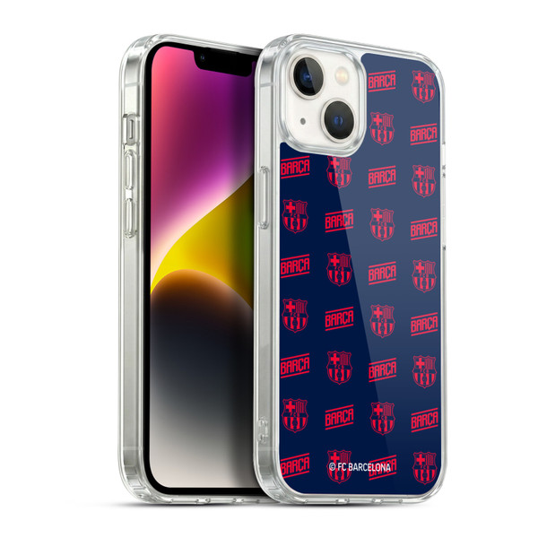FC Barcelona Graphics Crest Pattern Soft Gel Case for Apple iPhone 14 Plus & MagSafe