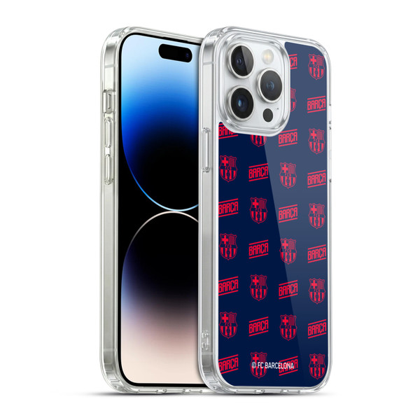 FC Barcelona Graphics Crest Pattern Soft Gel Case for Apple iPhone 14 Pro Max & MagSafe