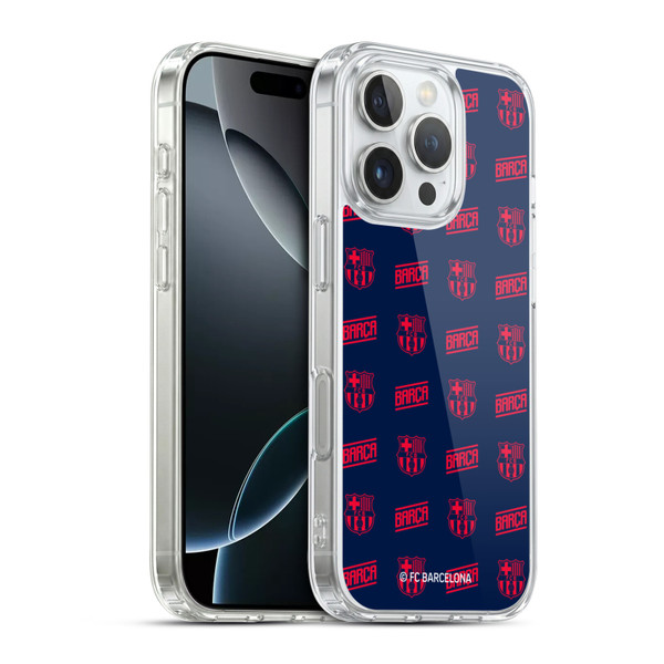 FC Barcelona Graphics Crest Pattern Soft Gel Case for Apple iPhone 16 Pro & MagSafe