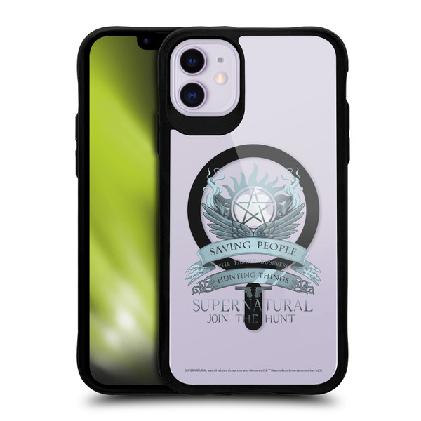 Supernatural Character Art Saving People Logo BLACK SHOCKPROOF BUMPER CASE COMPATIBLE WITH Apple iPhone 11 & MAGSAFE