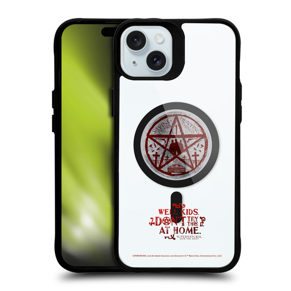 Supernatural Character Art Hunter's Code BLACK SHOCKPROOF BUMPER CASE COMPATIBLE WITH Apple iPhone 15 Plus & MAGSAFE