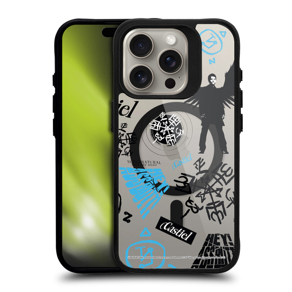 Supernatural Character Art Castiel BLACK SHOCKPROOF BUMPER CASE COMPATIBLE WITH Apple iPhone 15 Pro & MAGSAFE
