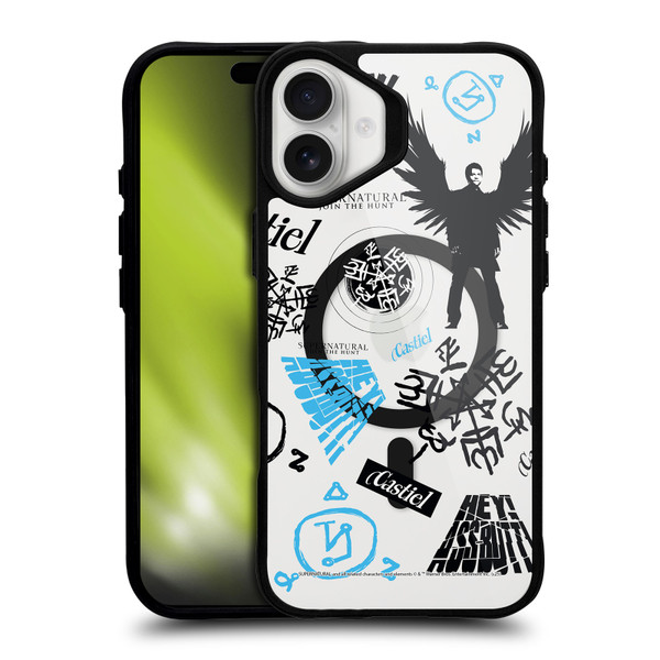 Supernatural Character Art Castiel BLACK SHOCKPROOF BUMPER CASE COMPATIBLE WITH Apple iPhone 16 Plus & MAGSAFE