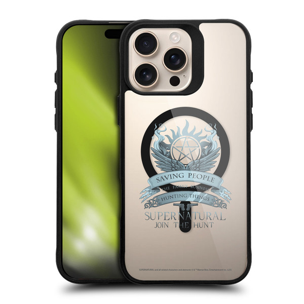Supernatural Character Art Saving People Logo BLACK SHOCKPROOF BUMPER CASE COMPATIBLE WITH Apple iPhone 16 Pro Max & MAGSAFE