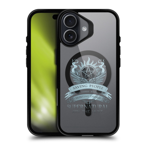 Supernatural Character Art Saving People Logo BLACK SHOCKPROOF BUMPER CASE COMPATIBLE WITH Apple iPhone 17 & MAGSAFE