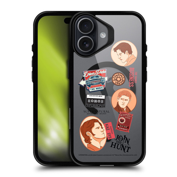 Supernatural Character Art Sam, Dean & Castiel BLACK SHOCKPROOF BUMPER CASE COMPATIBLE WITH Apple iPhone 17 & MAGSAFE