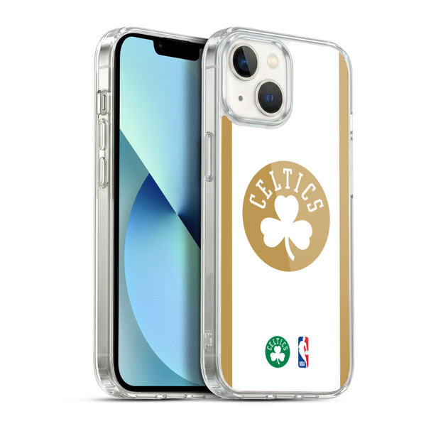 NBA Boston Celtics Logo White Gold Design Soft Gel Case for Apple iPhone 13