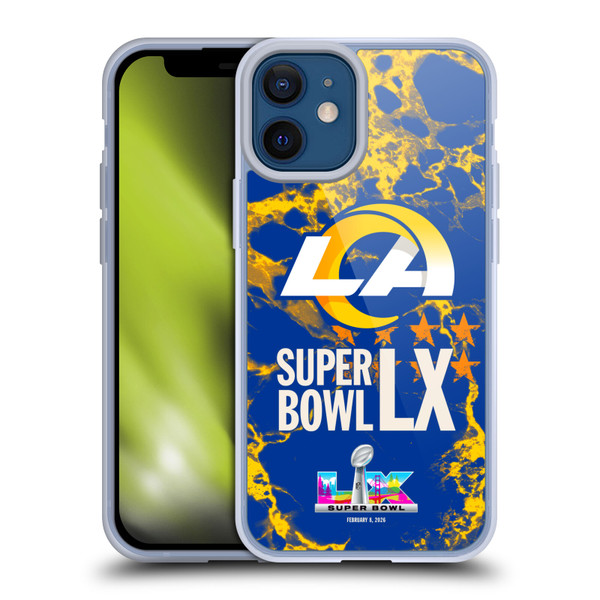 NFL 2026 Super Bowl LX Rams Marble Soft Gel Case for Apple iPhone 12 Mini & MagSafe