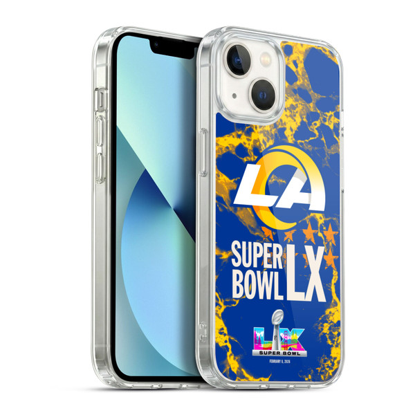 NFL 2026 Super Bowl LX Rams Marble Soft Gel Case for Apple iPhone 13