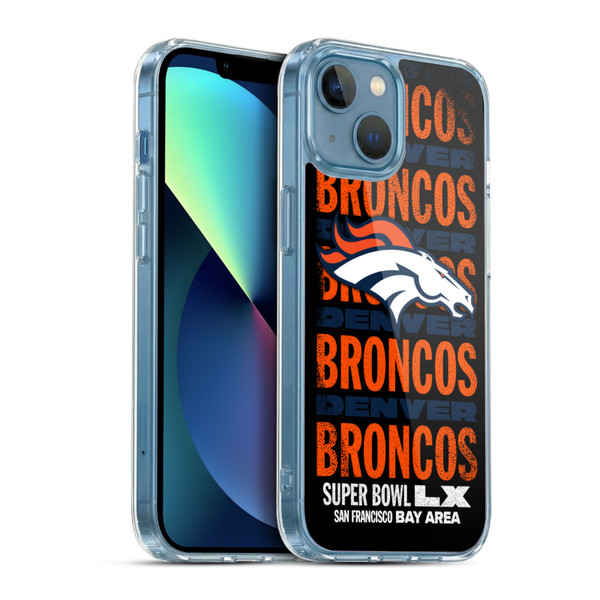 NFL 2026 Super Bowl LX Broncos Black Soft Gel Case for Apple iPhone 13 Mini & MagSafe