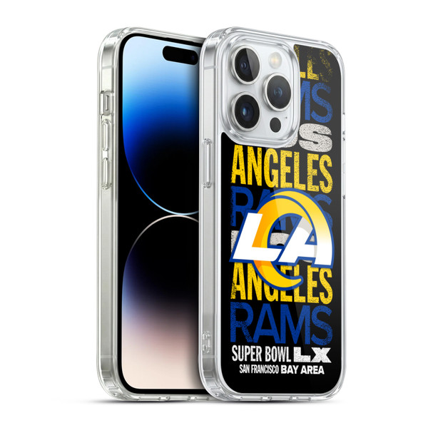 NFL 2026 Super Bowl LX Rams Black Soft Gel Case for Apple iPhone 14 Pro & MagSafe