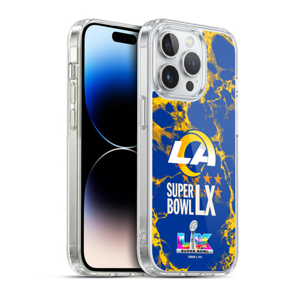 NFL 2026 Super Bowl LX Rams Marble Soft Gel Case for Apple iPhone 14 Pro & MagSafe