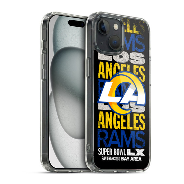 NFL 2026 Super Bowl LX Rams Black Soft Gel Case for Apple iPhone 15 & MagSafe
