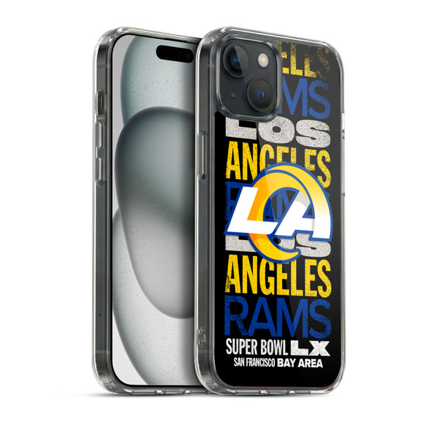 NFL 2026 Super Bowl LX Rams Black Soft Gel Case for Apple iPhone 15 Plus & MagSafe